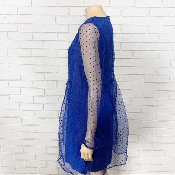 Vila Women’s Mazarine Blue Sheer Spot Smock Dress - Picture 5 of 16
